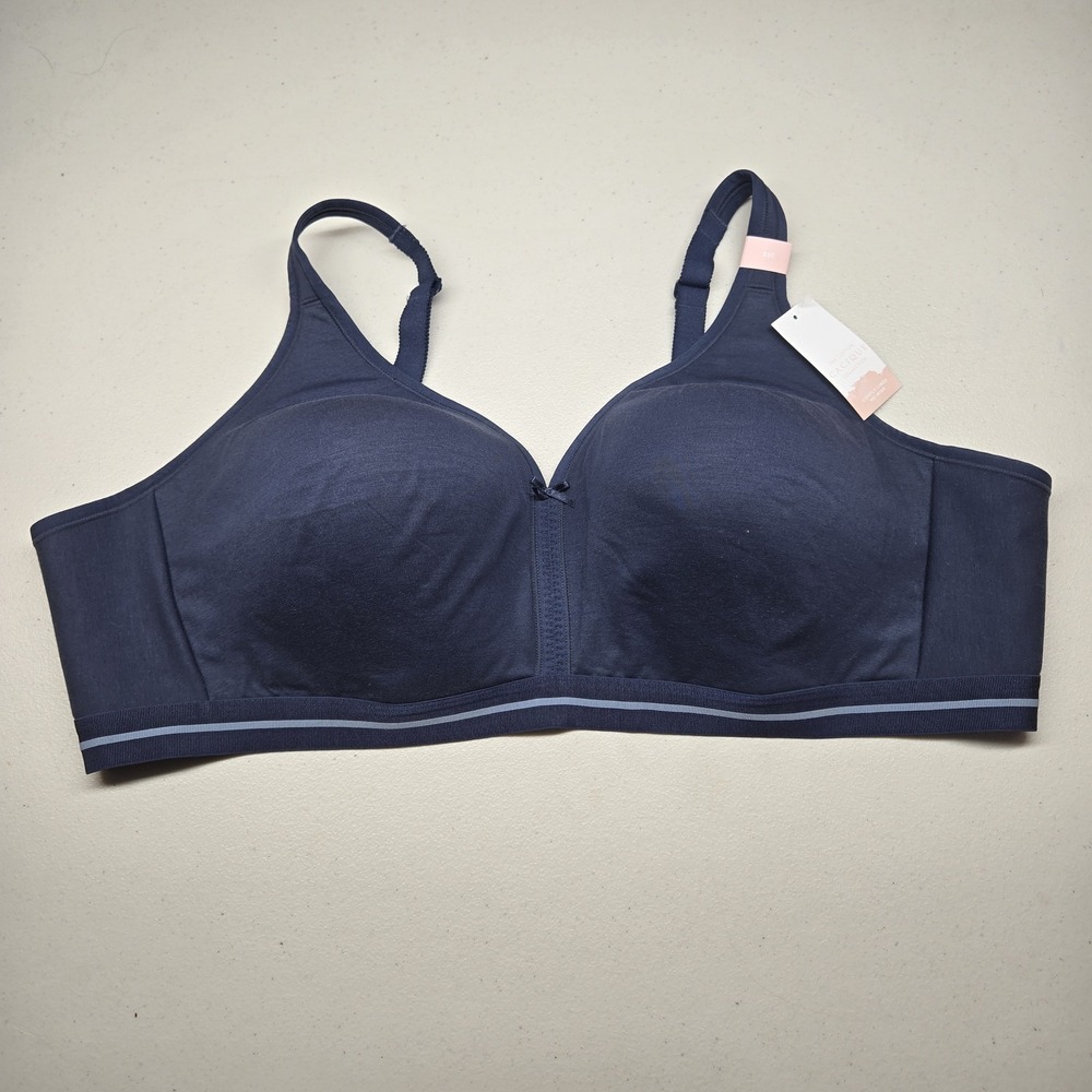 Cacique Women Bra 52C Blue The Cotton Collection T Shirt Wireless NWT